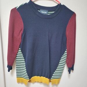 Modcloth Colorblock Sweater with Striped Accents, XXS